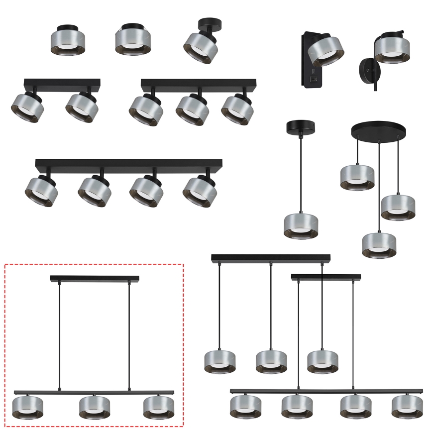 BRILAGI - LED RGB+CCT dimmbare Pendelleuchte an Stahlseil AURA LUX 3xGX53/14W/230V 2700-6500K Wi-Fi Tuya schwarz/rauchfarben
