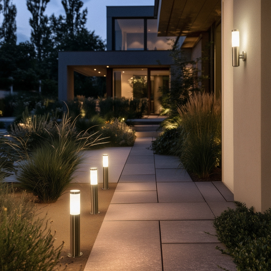 BRILAGI - dimmbare LED RGBW-Außenleuchte ELIA 1xE27/6,5W/230V 2700-6500K IP44 Wi-Fi 50 cm matt-chrom