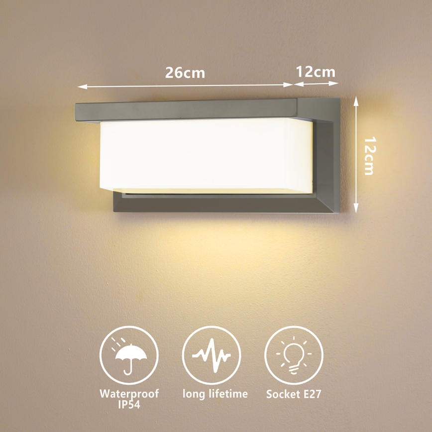 Brilagi - LED RGBW dimmbare Außen-Wandleuchte BRICKY 1xE27/15W/230V 2700-6500K IP54 grau