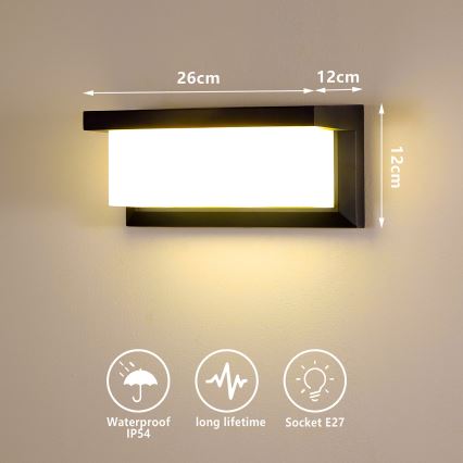 Brilagi - LED RGBW dimmbare Außenwandleuchte BRICKY 1xE27/9W/230V 2700-6500K IP54 schwarz