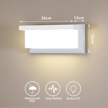 Brilagi - LED RGBW dimmbare Außenwandleuchte BRICKY 1xE27/9W/230V 2700–6500K IP54 Weiß