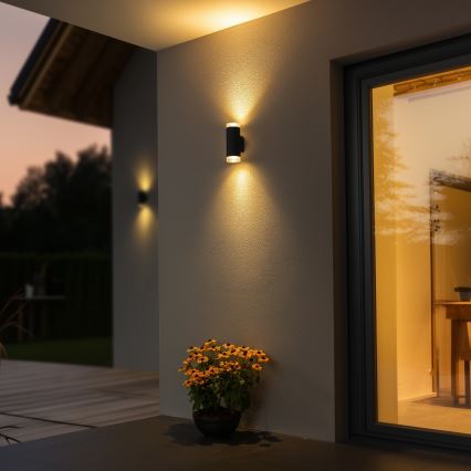 Brilagi - LED RGBW dimmbare Außenwandleuchte MATERA 2xGU10/4,8W/230V 3000K IP54 anthrazit + Fernbedienung