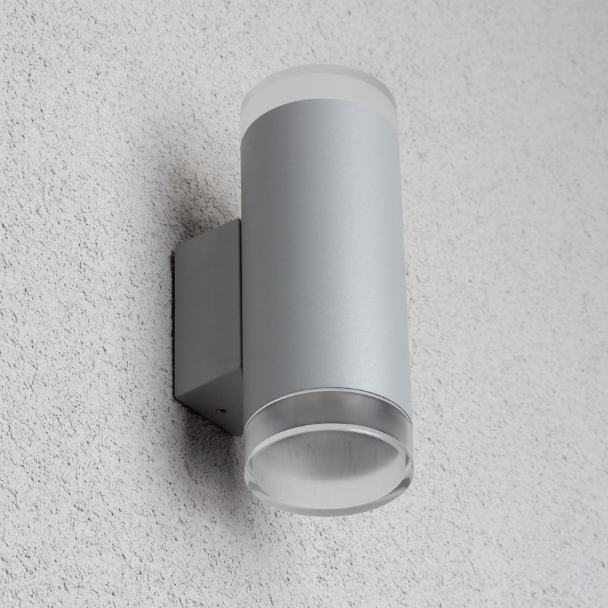 Brilagi - LED RGBW dimmbare Außen-Wandleuchte MATERA 2xGU10/4,8W/230V 3000K IP54 grau + Fernbedienung