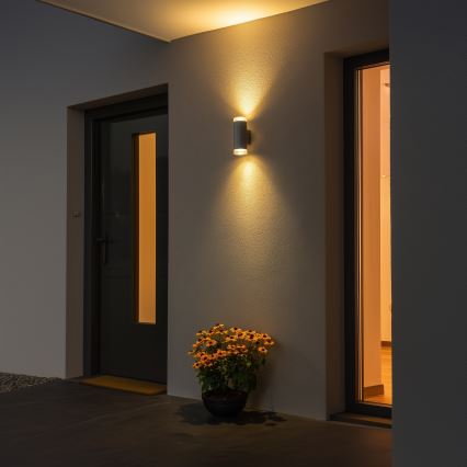 Brilagi - LED RGBW dimmbare Außen-Wandleuchte MATERA 2xGU10/4,8W/230V 3000K IP54 grau + Fernbedienung