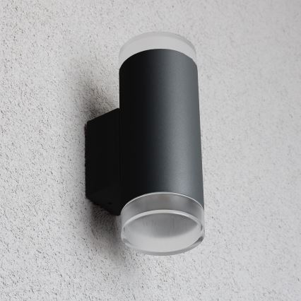 Brilagi - MATERA LED RGBW Außenwandleuchte, dimmbar, 2xGU10/4,8W/230V, 3000K, IP54, schwarz, inkl. Fernbedienung