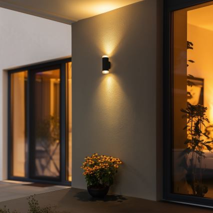 Brilagi - MATERA LED RGBW Außenwandleuchte, dimmbar, 2xGU10/4,8W/230V, 3000K, IP54, schwarz, inkl. Fernbedienung