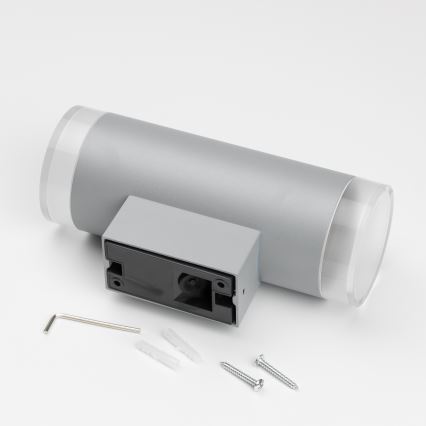 Brilagi - LED RGBW dimmbare Außen-Wandleuchte MATERA 2xGU10/6W/230V 3000K IP54 grau + Fernbedienung