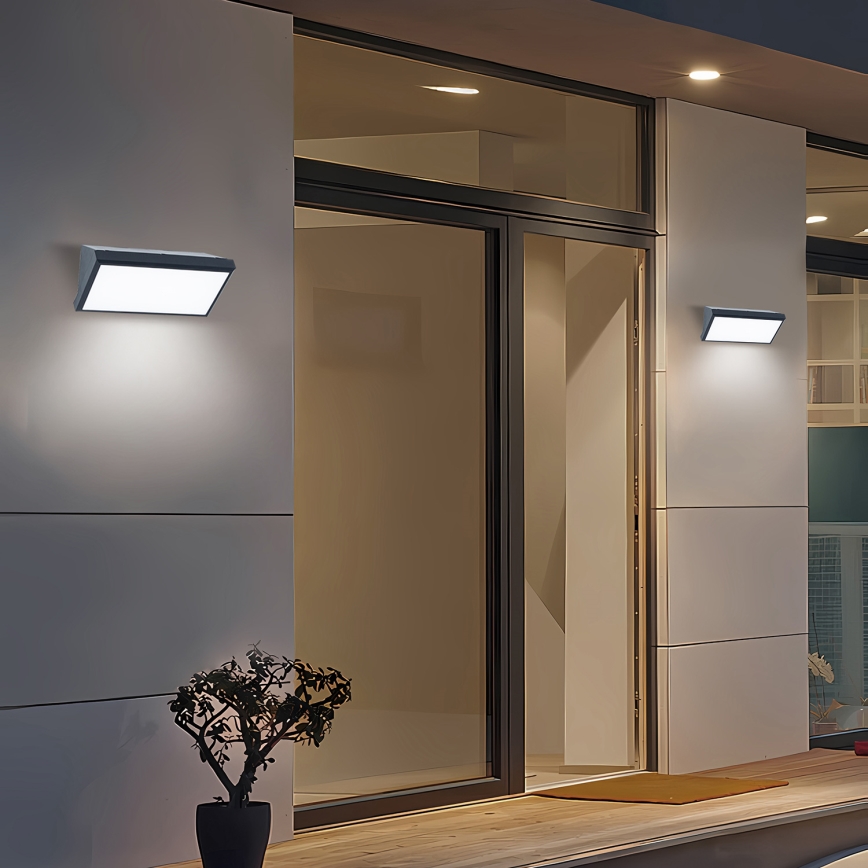 Brilagi - LED RGBW dimmbares Außen-Wandleuchte TRIANGLE 1xE27/15W/230V 2700-6500K IP65 Anthrazit