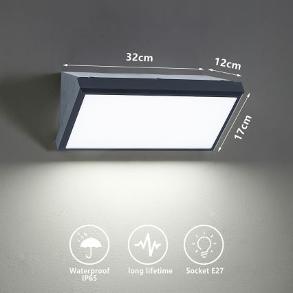 Brilagi - LED RGBW dimmbares Außen-Wandleuchte TRIANGLE 1xE27/9W/230V 2700-6500K IP65 Anthrazit