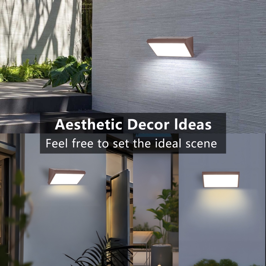 Brilagi - LED RGBW dimmbare Außenwandleuchte TRIANGLE 1xE27/9W/230V 2700-6500K IP65 braun