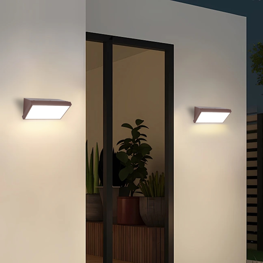 Brilagi - LED RGBW dimmbare Außenwandleuchte TRIANGLE 1xE27/9W/230V 2700-6500K IP65 braun