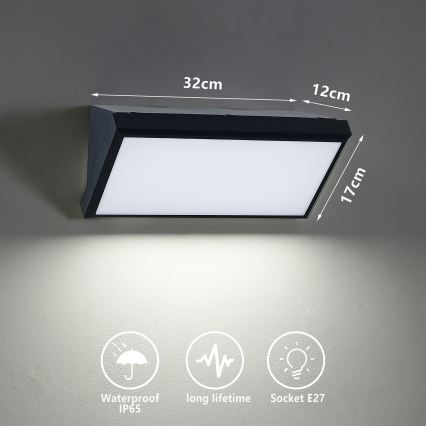 Brilagi - LED RGBW dimmbare Außenwandleuchte TRIANGLE 1xE27/9W/230V 2700–6500K IP65 schwarz