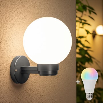 BRILAGI - LED RGBW dimmbare Außen-Wandleuchte HARBOR 1xE27/12W/230V 2700–6500K IP33 anthrazit/weiß