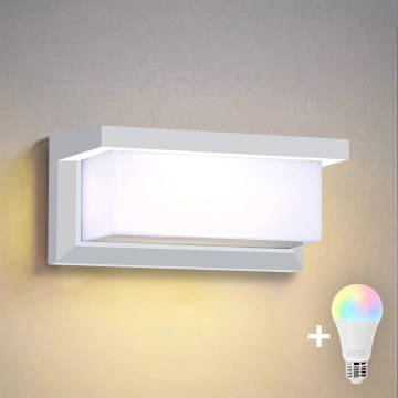 BRILAGI - LED RGBW dimmbare Außenwandleuchte BRICKY 1xE27/12W/230V 2700–6500K IP54 Weiß