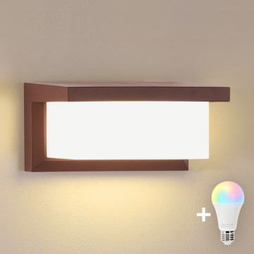 Brilagi - LED RGBW dimmbare Außenwandleuchte BRICKY 1xE27/9W/230V 2700-6500K IP54 braun