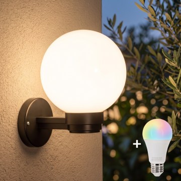 BRILAGI - LED RGBW dimmbare Außenwandleuchte HARBOR 1xE27/12W/230V 2700-6500K IP33 schwarz/weiß