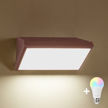 Brilagi - LED RGBW dimmbare Außenwandleuchte TRIANGLE 1xE27/9W/230V 2700-6500K IP65 braun