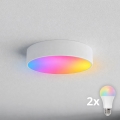 BRILAGI - LED RGBW dimmbare Badezimmer-Deckenleuchte CLARE 2xE27/12W/230V 2700–6500K Ø 30 cm IP54 weiß