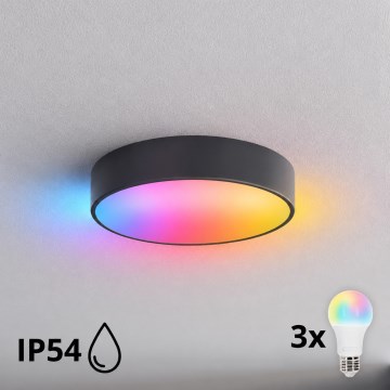 BRILAGI - LED RGBW dimmbare Badezimmer-Deckenleuchte CLARE 3xE27/12W/230V Ø 40 cm Anthrazit IP54