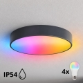 BRILAGI - LED RGBW dimmbare Badezimmer-Deckenleuchte CLARE 4xE27/12W/230V Ø 50 cm anthrazit IP54