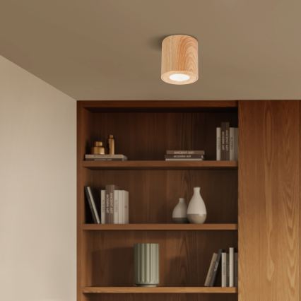 Brilagi - LED RGBW dimmbare Badezimmerleuchte MIA 1xGU10/4,8W/230V 3000K 84x80 mm Eichen-Dekor IP44 + Fernbedienung