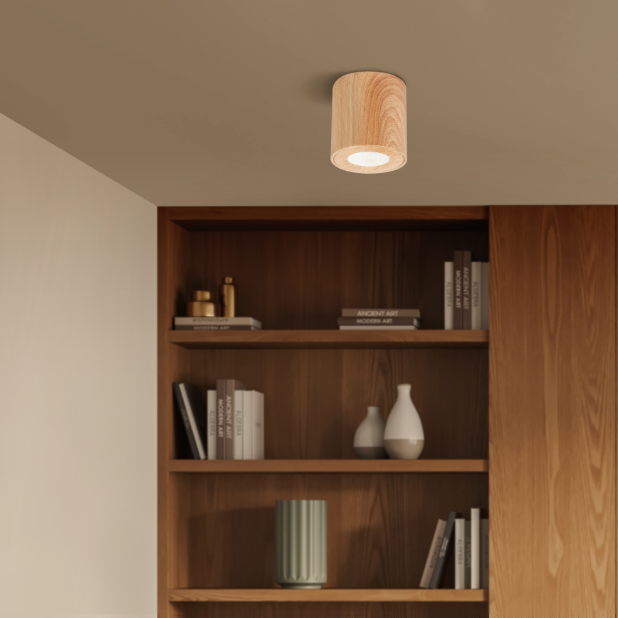 Brilagi - LED RGBW dimmbare Badezimmerleuchte MIA 1xGU10/4,8W/230V 3000K 84x80 mm Eichen-Dekor IP44 + Fernbedienung