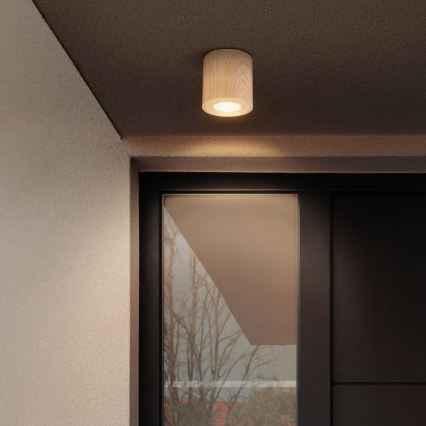 Brilagi - LED RGBW dimmbare Badezimmerleuchte MIA 1xGU10/4,8W/230V 3000K 84x80 mm Eichen-Dekor IP44 + Fernbedienung