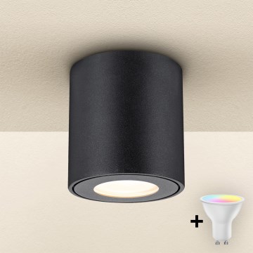 Brilagi - LED RGBW dimmbare Badleuchte MIA 1xGU10/6W/230V 3000K 84x80 mm schwarz IP54 + Fernbedienung
