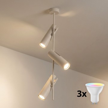 Brilagi - LED RGBW dimmbare Deckenleuchte an Stange BRANCH 3xGU10/6,5W/230V 2700-6500K beige