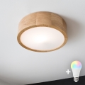 BRILAGI - LED RGBW dimmbare Deckenleuchte CARVALHO 1xE27/12W/230V 2700-6500K Eiche Ø 27,5 cm