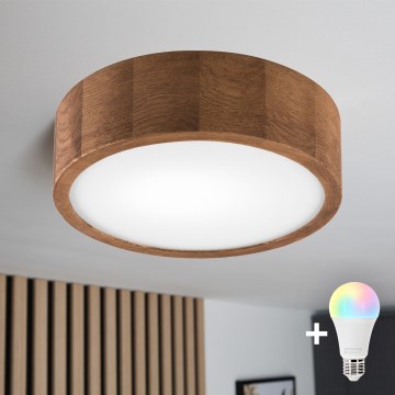 BRILAGI - LED RGBW dimmbare Deckenleuchte CARVALHO 1xE27/12W/230V 2700-6500K Eiche Ø 27,5 cm