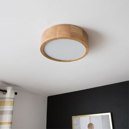 BRILAGI - LED RGBW dimmbare Deckenleuchte CARVALHO 1xE27/12W/230V 2700-6500K Eiche Ø 27,5 cm