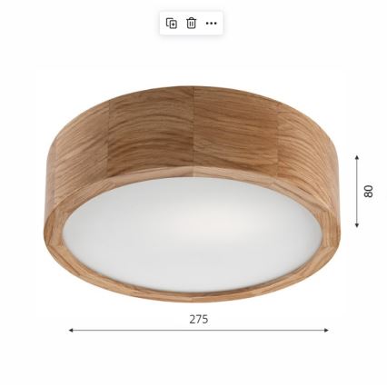 Brilagi - LED RGBW dimmbare Deckenleuchte CARVALHO 1xE27/15W/230V 2700-6500K Wi-Fi Eiche Ø 27,5 cm