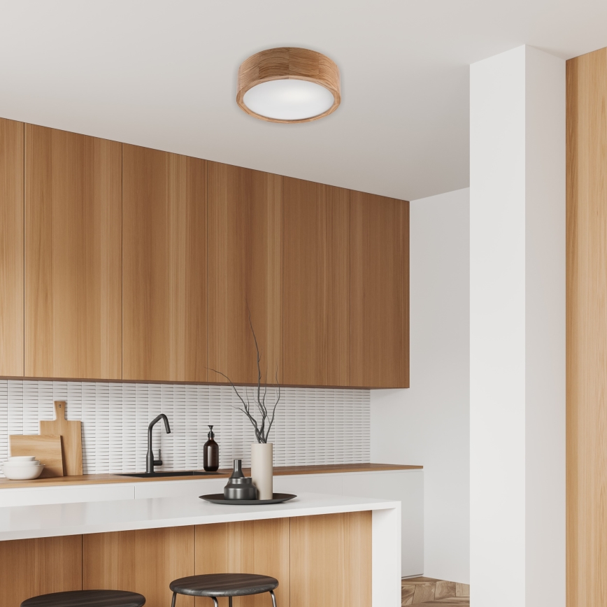 Brilagi - LED RGBW dimmbare Deckenleuchte CARVALHO 1xE27/9W/230V 2700-6500K Wi-Fi Eiche Ø 27,5 cm