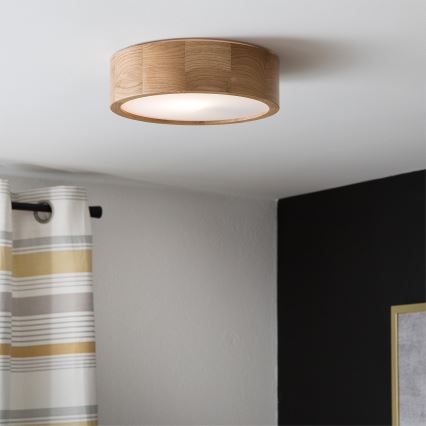 Brilagi - LED RGBW dimmbare Deckenleuchte CARVALHO 1xE27/9W/230V 2700-6500K Wi-Fi Eiche Ø 27,5 cm