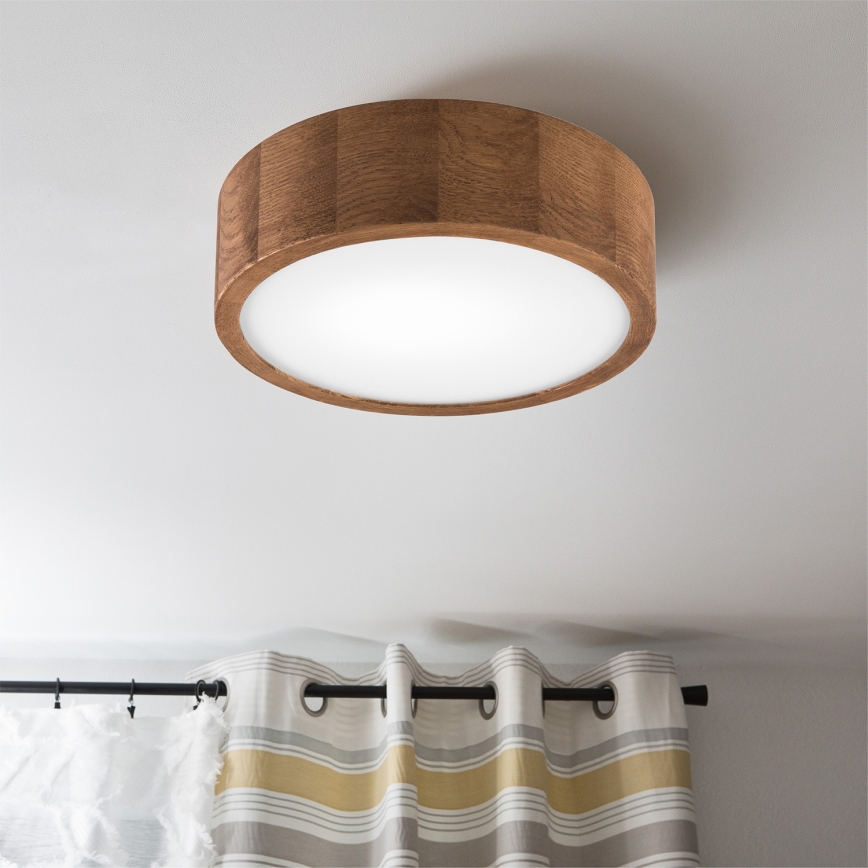 Brilagi - LED RGBW dimmbare Deckenleuchte CARVALHO 1xE27/9W/230V 2700-6500K Wi-Fi Eiche Ø 27,5 cm