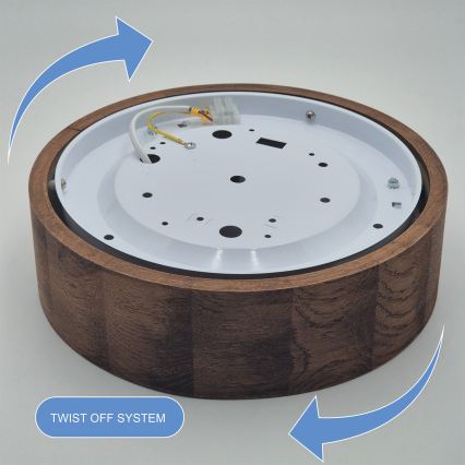 Brilagi - LED RGBW dimmbare Deckenleuchte CARVALHO 1xE27/9W/230V 2700-6500K Wi-Fi Eiche Ø 27,5 cm