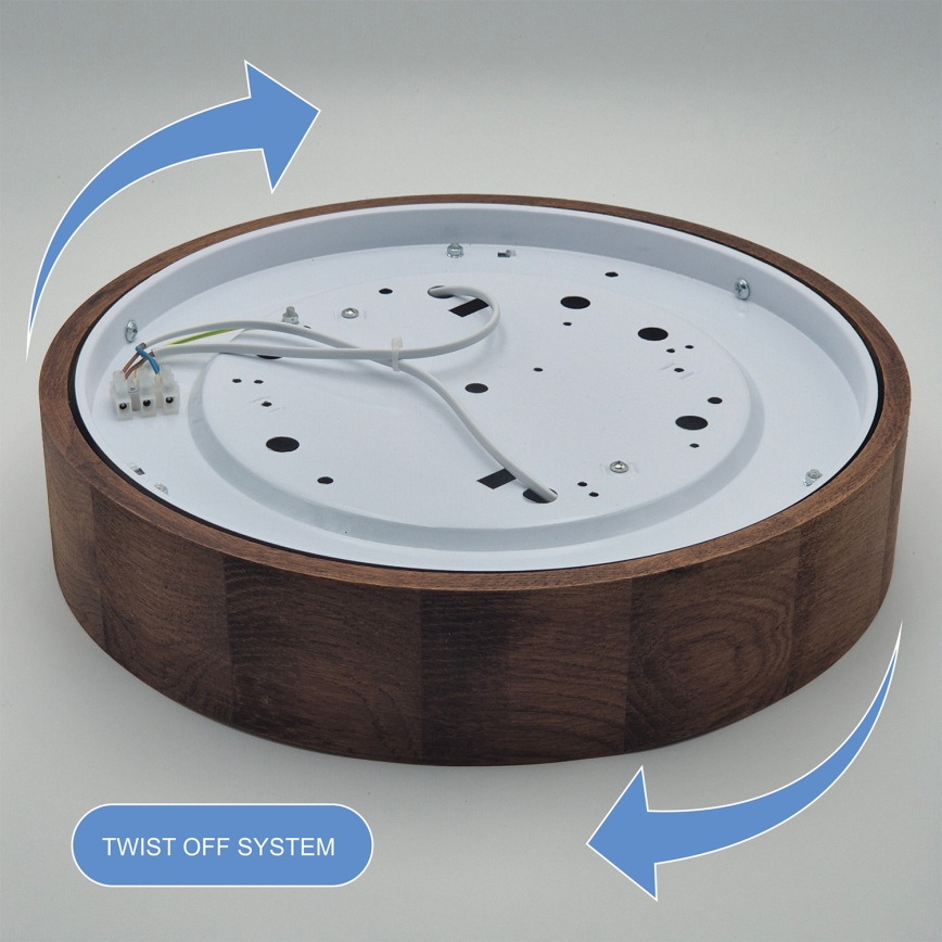 Brilagi - LED RGBW dimmbare Deckenleuchte CARVALHO 2xE27/15W/230V 2700-6500K Wi-Fi Eiche Ø 37,5 cm