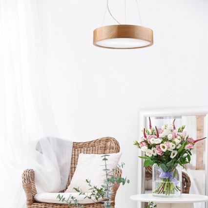 Brilagi - LED RGBW dimmbare Pendelleuchte CARVALHO 2xE27/15W/230V 2700–6500K Wi-Fi Eiche Ø 37 cm