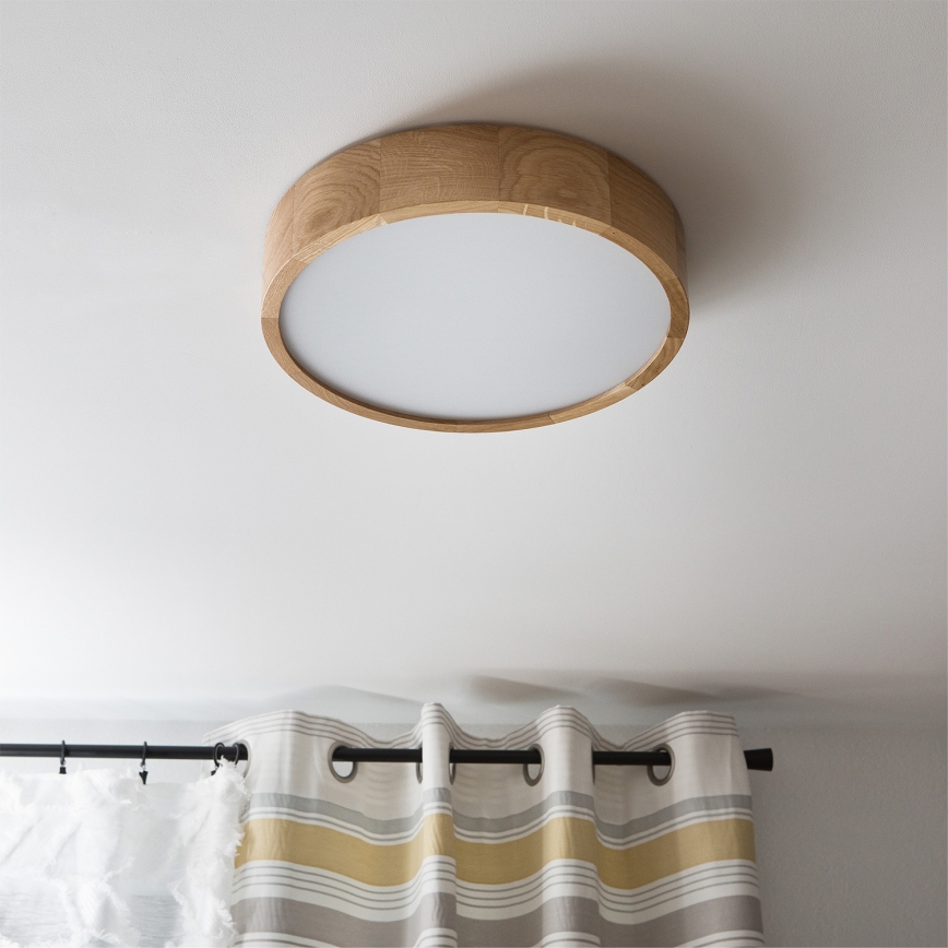 Brilagi - LED RGBW dimmbare Deckenleuchte CARVALHO 2xE27/9W/230V 2700-6500K Wi-Fi Eiche Ø 37,5 cm