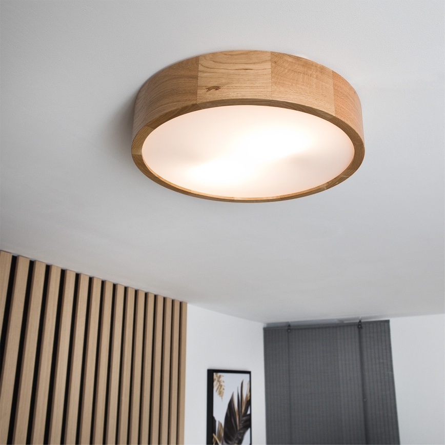 Brilagi - LED RGBW dimmbare Deckenleuchte CARVALHO 2xE27/9W/230V 2700-6500K Wi-Fi Eiche Ø 37,5 cm