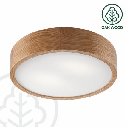Brilagi - LED RGBW dimmbare Deckenleuchte CARVALHO 2xE27/9W/230V 2700-6500K Wi-Fi Eiche Ø 37,5 cm