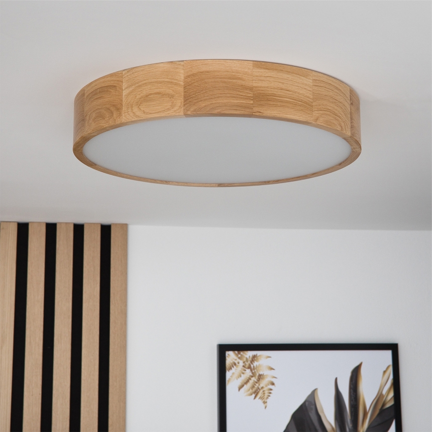 Brilagi - LED RGBW dimmbare Deckenleuchte CARVALHO 3xE27/9W/230V 2700-6500K Wi-Fi Eiche Ø 47,5 cm