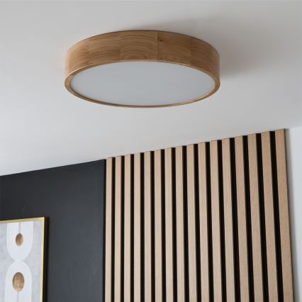 Brilagi - LED RGBW dimmbare Deckenleuchte CARVALHO 3xE27/9W/230V 2700-6500K Wi-Fi Eiche Ø 47,5 cm
