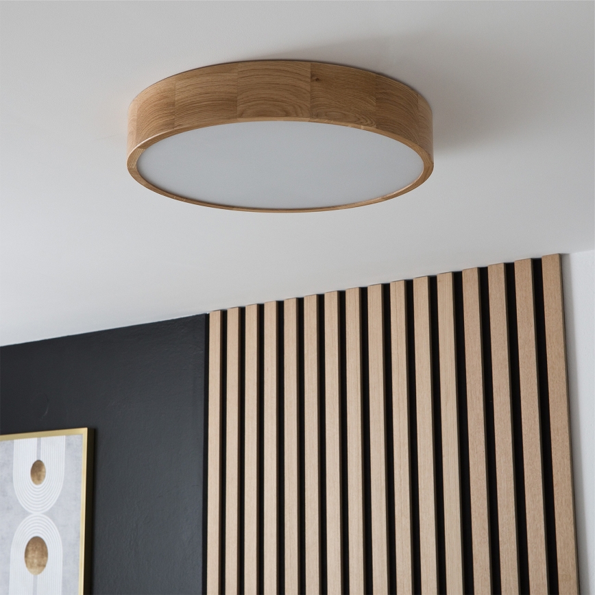 Brilagi - LED RGBW dimmbare Deckenleuchte CARVALHO 3xE27/9W/230V 2700-6500K Wi-Fi Eiche Ø 47,5 cm