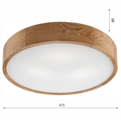 Brilagi - LED RGBW dimmbare Deckenleuchte CARVALHO 3xE27/9W/230V 2700-6500K Wi-Fi Eiche Ø 47,5 cm