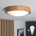 BRILAGI - LED RGBW dimmbare Deckenleuchte CARVALHO SLIM 1xE27/12W/230V 2700-6500K Eiche Ø 27 cm