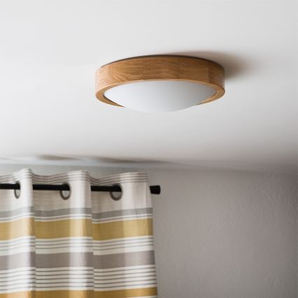 BRILAGI - LED RGBW dimmbare Deckenleuchte CARVALHO SLIM 1xE27/12W/230V 2700-6500K Eiche Ø 27 cm