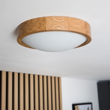 BRILAGI - LED RGBW dimmbare Deckenleuchte CARVALHO SLIM 1xE27/12W/230V 2700-6500K Eiche Ø 27 cm