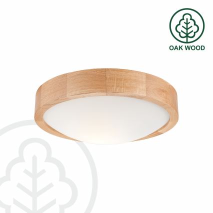 BRILAGI - LED RGBW dimmbare Deckenleuchte CARVALHO SLIM 1xE27/12W/230V 2700-6500K Eiche Ø 27 cm